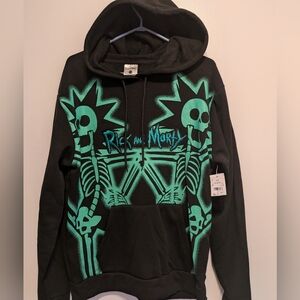 Rick and Morty Black Hoodie with Green Skeleton Design